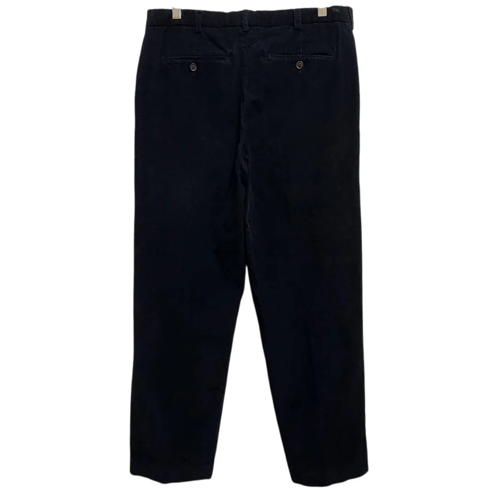 Geoffrey Beene Pants Mens 34x30 Black Cotton Corduroy Straight Flat Zip Preppy